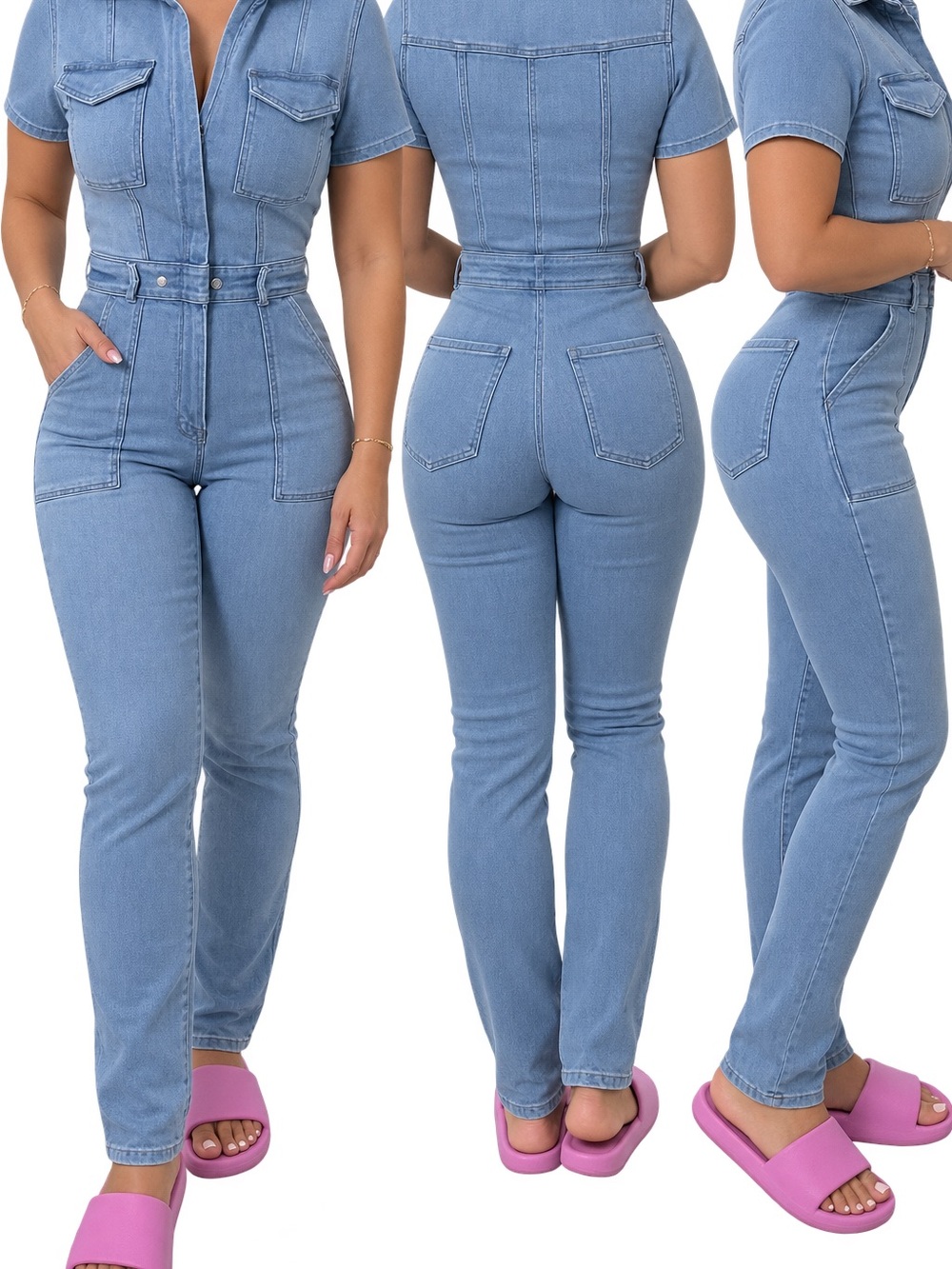 Good American Blue Denim Jumpsuit Jeans - Sz M